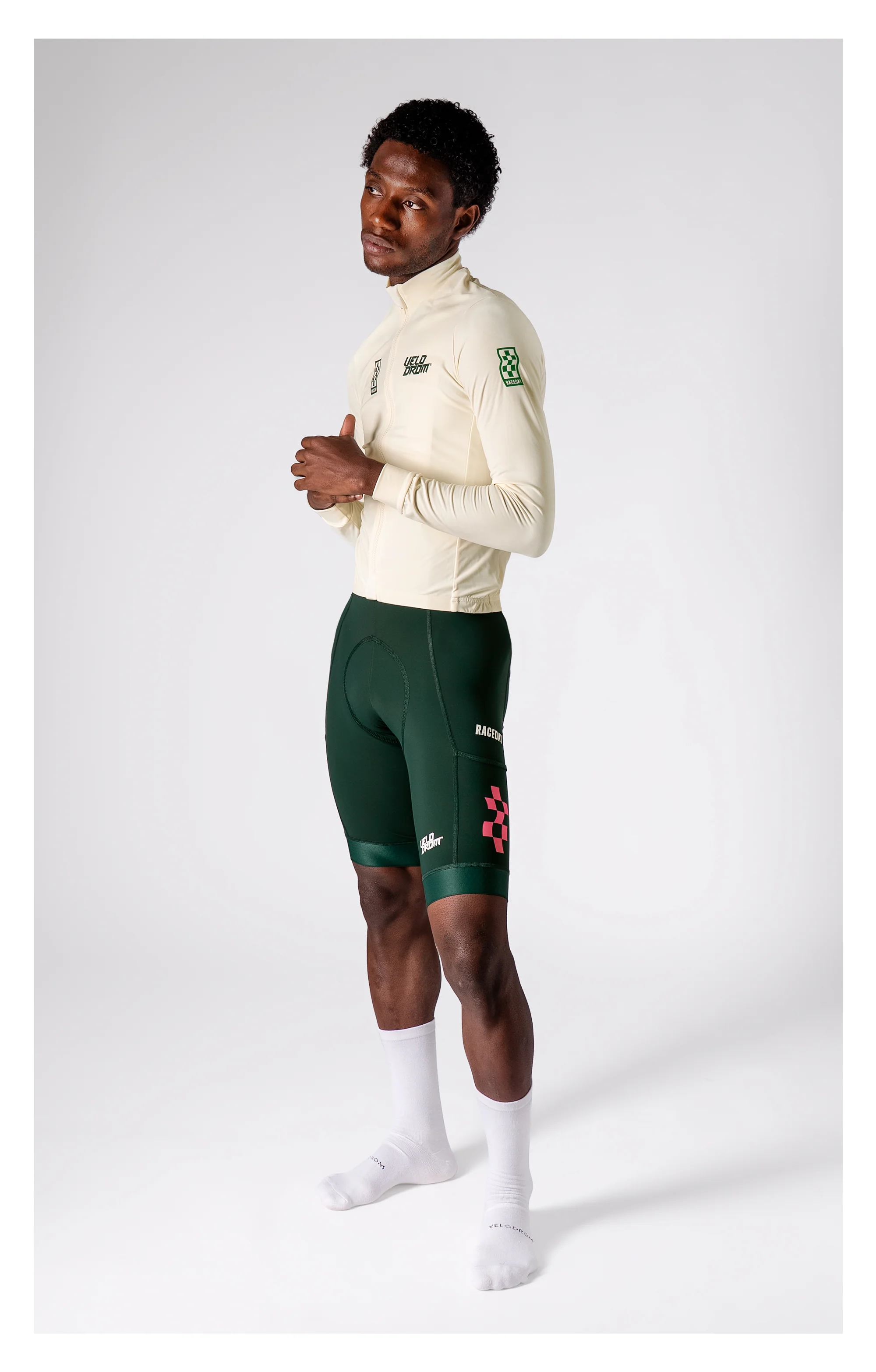 VELODROM RaceDay 3.0 Thermal Long Sleeve Jersey - Off White/Teal - Image 3