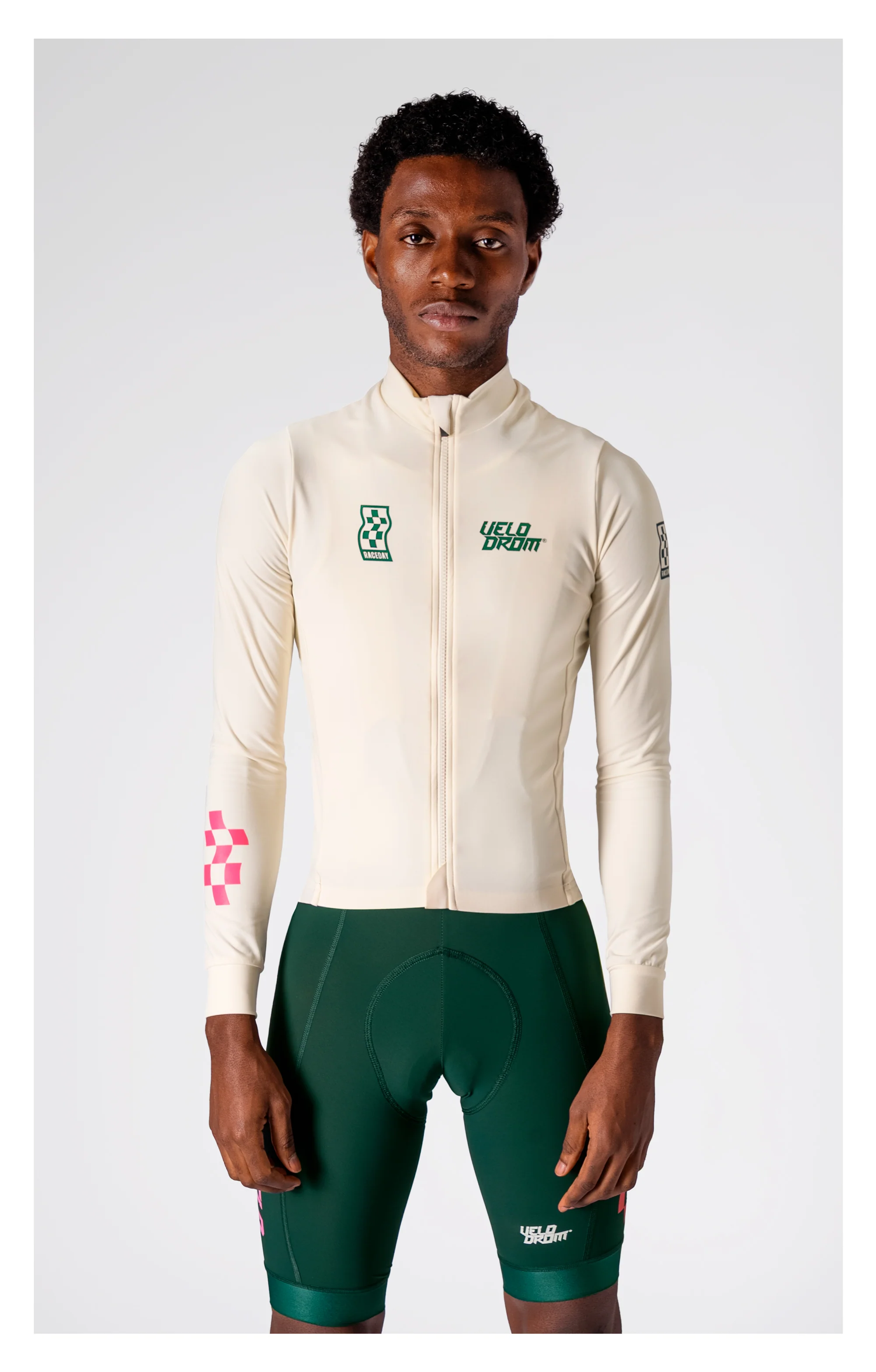 VELODROM RaceDay 3.0 Thermal Long Sleeve Jersey - Off White/Teal - Image 4