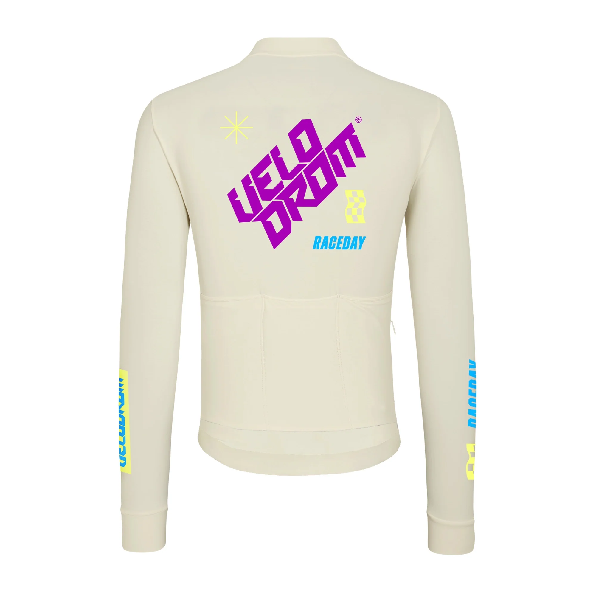 VELODROM RaceDay Thermal 2.0 Long Sleeve Jersey - Off White/Neon - Image 2