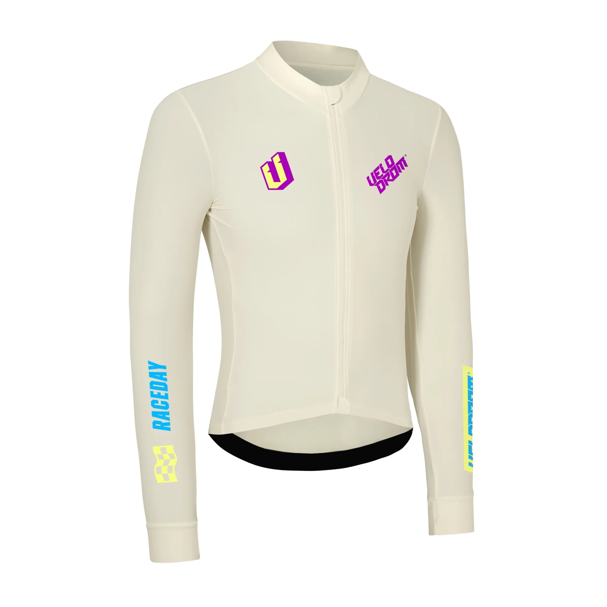 VELODROM RaceDay Thermal 2.0 Long Sleeve Jersey - Off White/Neon - Image 3