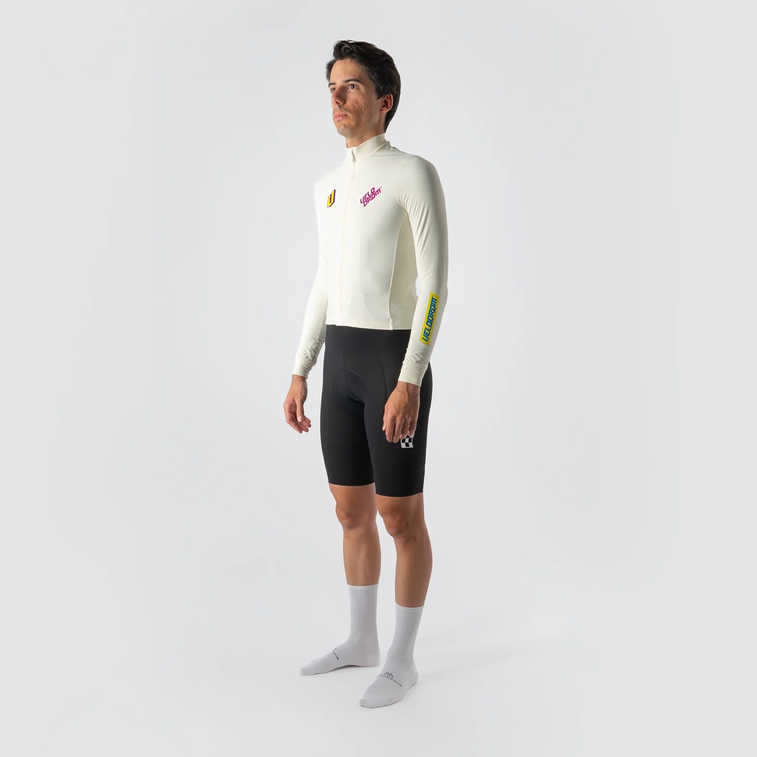 VELODROM RaceDay Thermal 2.0 Long Sleeve Jersey - Off White/Neon - Image 4