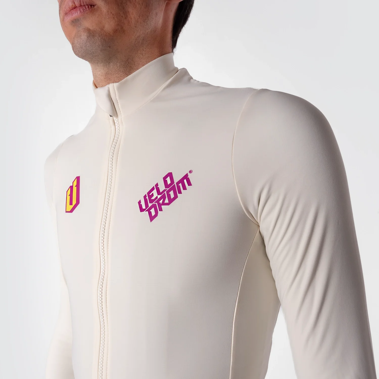 VELODROM RaceDay Thermal 2.0 Long Sleeve Jersey - Off White/Neon - Image 6
