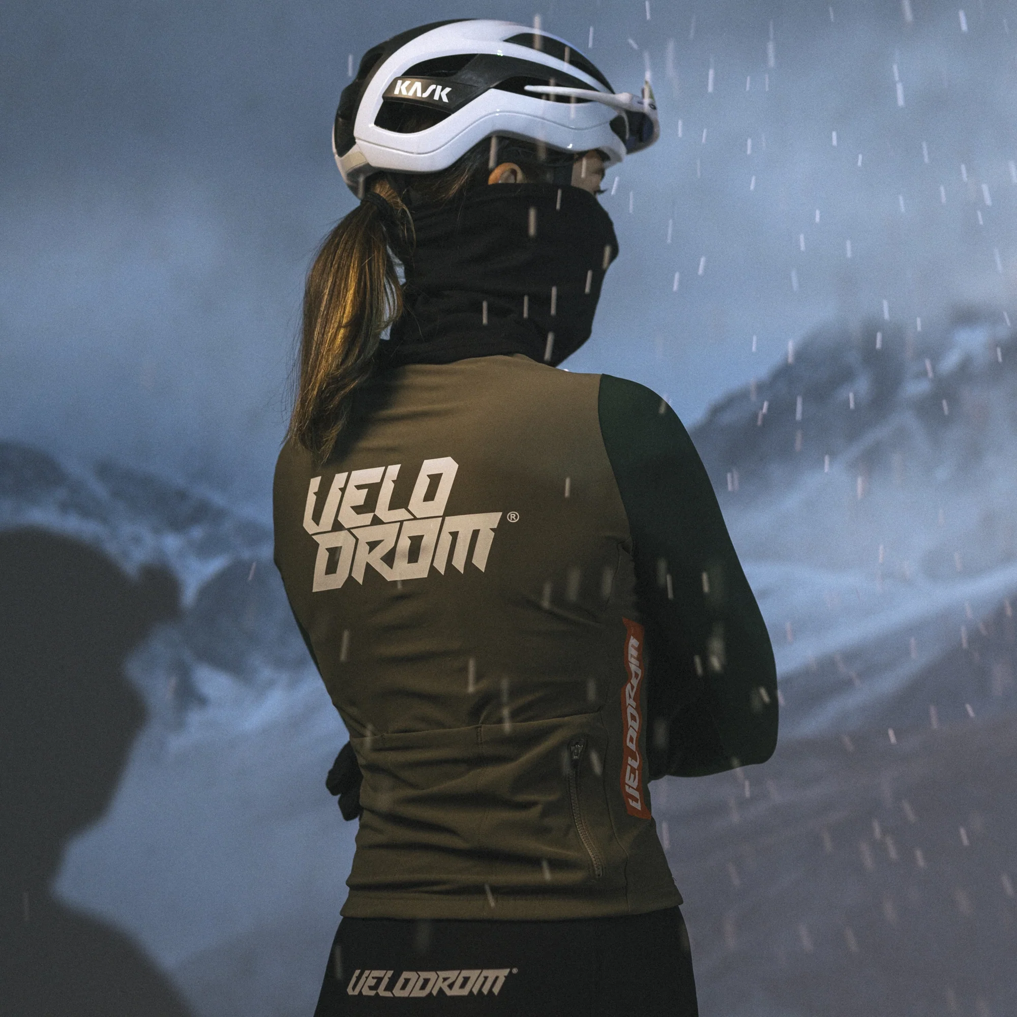 VELODROM RaceDay Thermal Long Sleeve Jersey  - Dark Olive/Pine Groove Dual Sleeves - Image 10