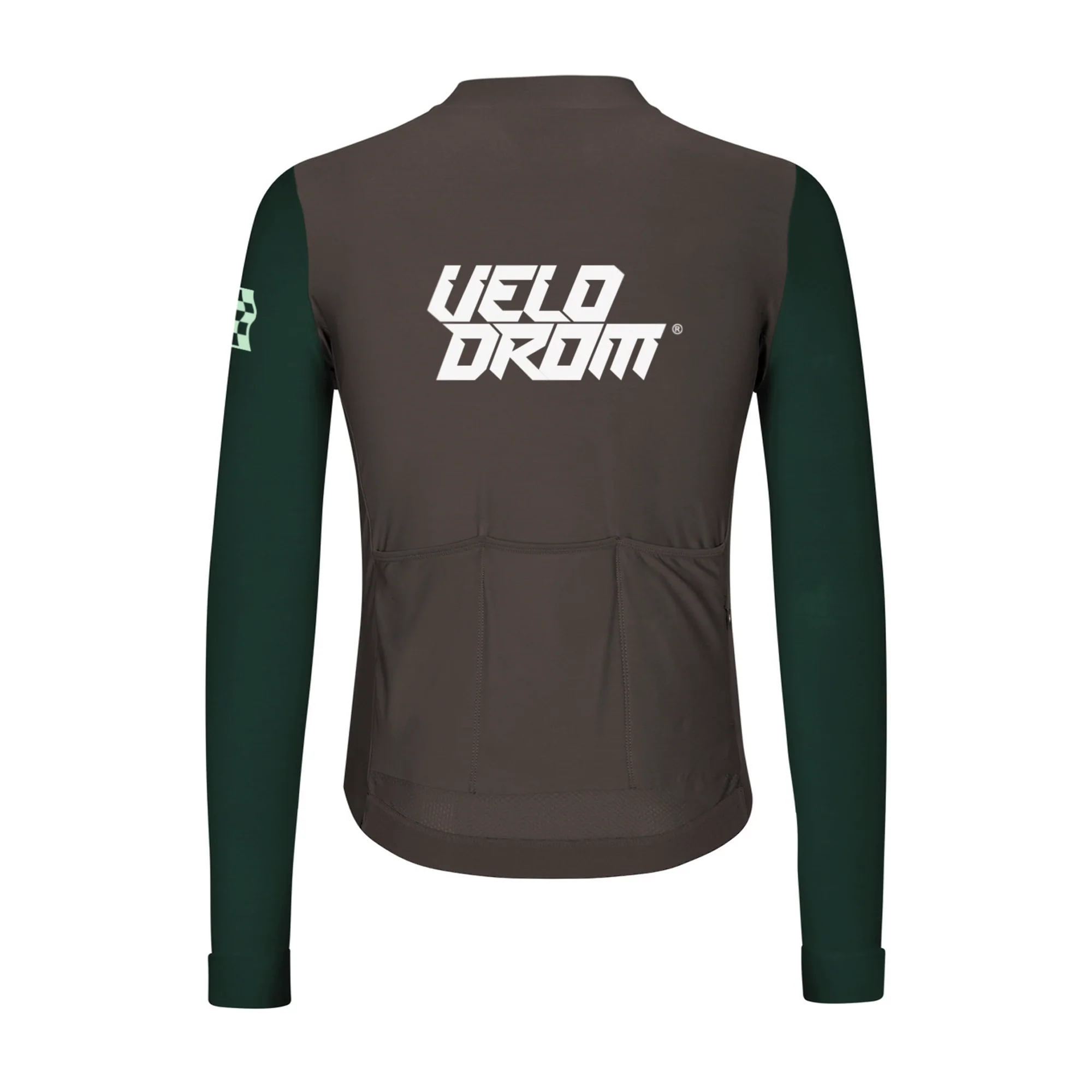 VELODROM RaceDay Thermal Long Sleeve Jersey  - Dark Olive/Pine Groove Dual Sleeves - Image 2
