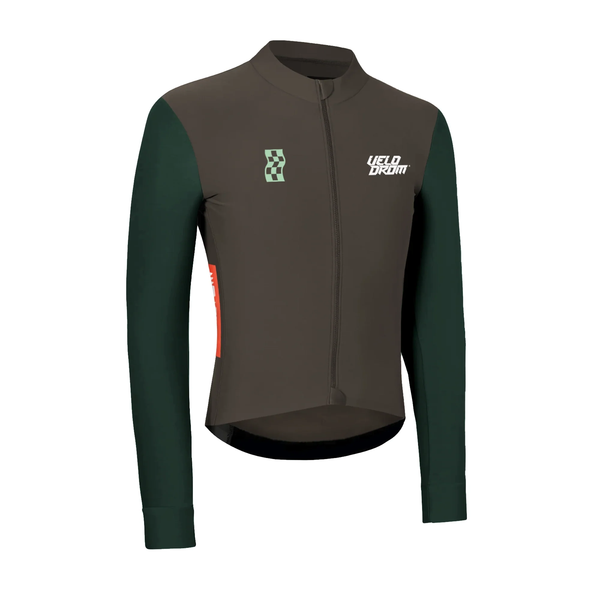 VELODROM RaceDay Thermal Long Sleeve Jersey  - Dark Olive/Pine Groove Dual Sleeves - Image 3
