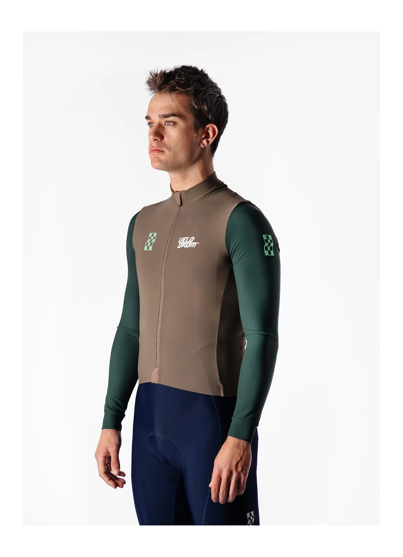 VELODROM RaceDay Thermal Long Sleeve Jersey  - Dark Olive/Pine Groove Dual Sleeves - Image 4