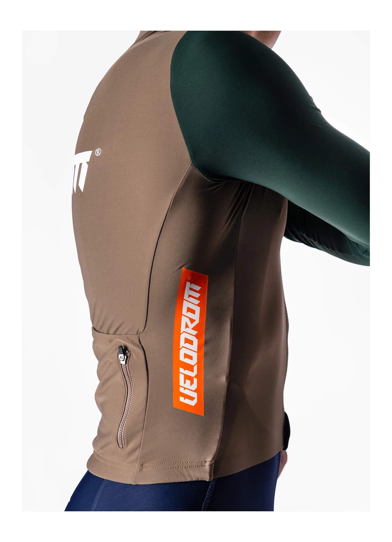 VELODROM RaceDay Thermal Long Sleeve Jersey  - Dark Olive/Pine Groove Dual Sleeves - Image 7