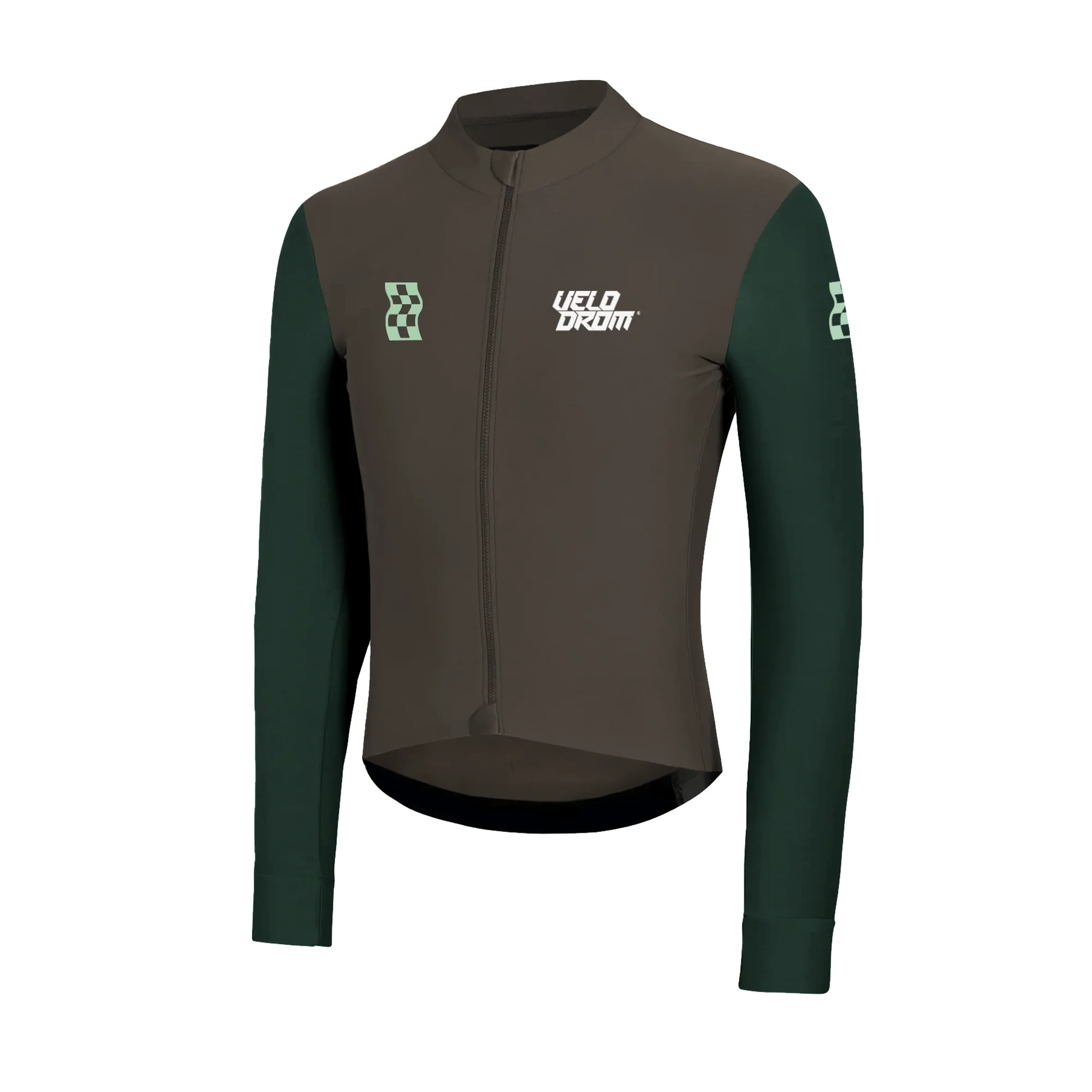 VELODROM RaceDay Thermal Long Sleeve Jersey  - Dark Olive/Pine Groove Dual Sleeves - Image 8