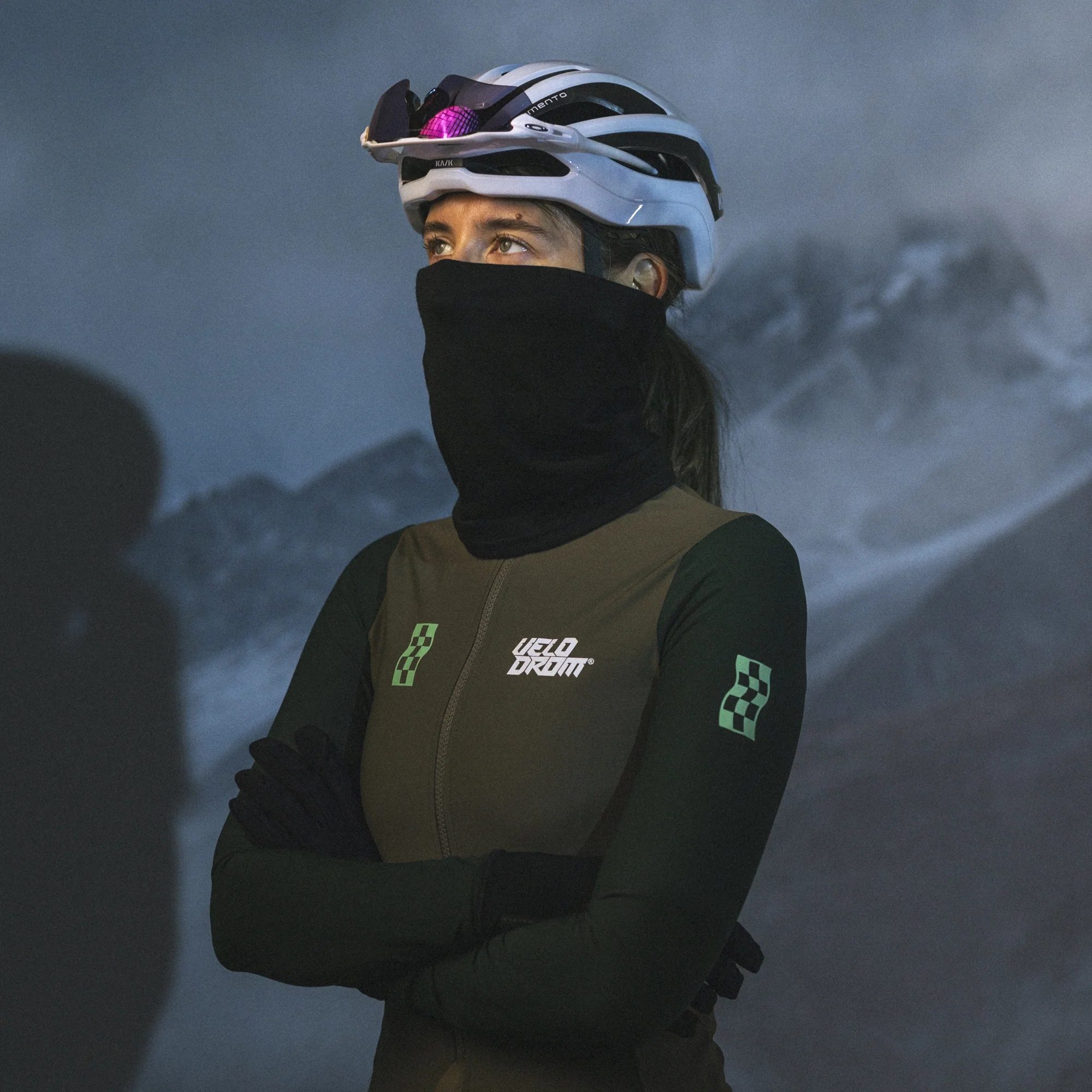 VELODROM RaceDay Thermal Long Sleeve Jersey  - Dark Olive/Pine Groove Dual Sleeves - Image 9