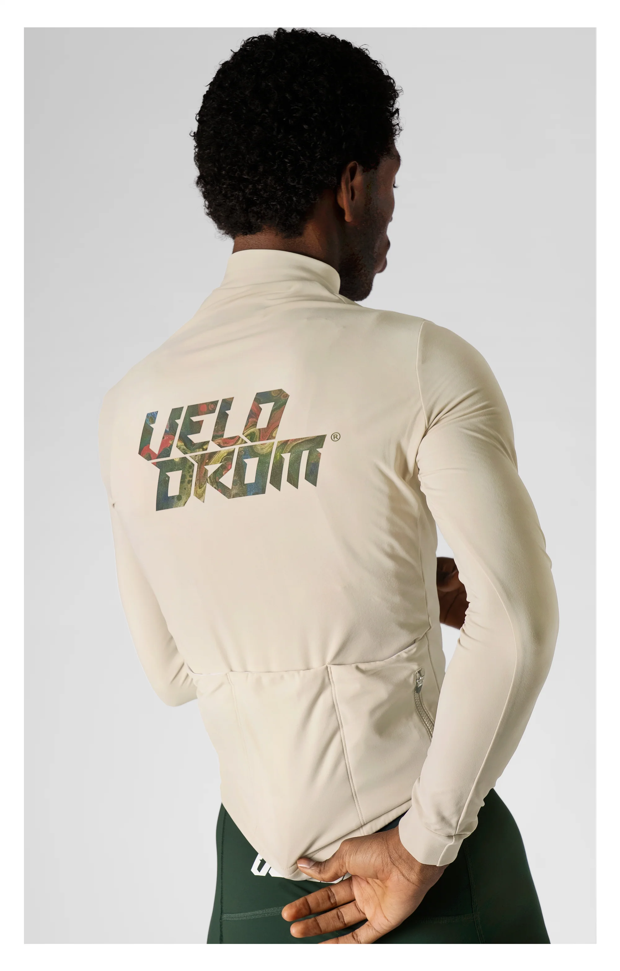 VELODROM RaceDay 3.0 Thermal Txtr Long Sleeve Jersey - Sand/Peacock Graphic - Image 2