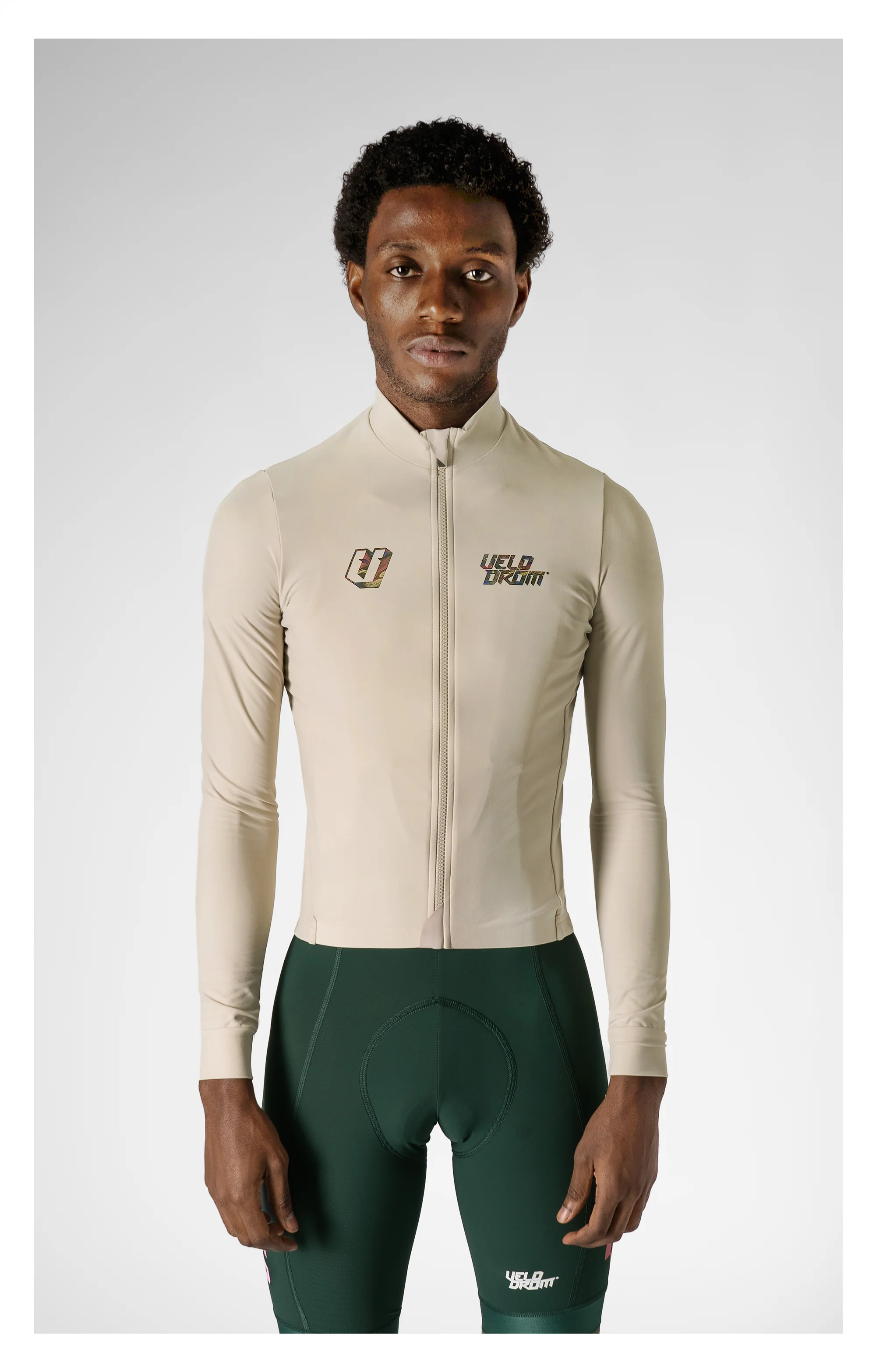 VELODROM RaceDay 3.0 Thermal Txtr Long Sleeve Jersey - Sand/Peacock Graphic - Image 3