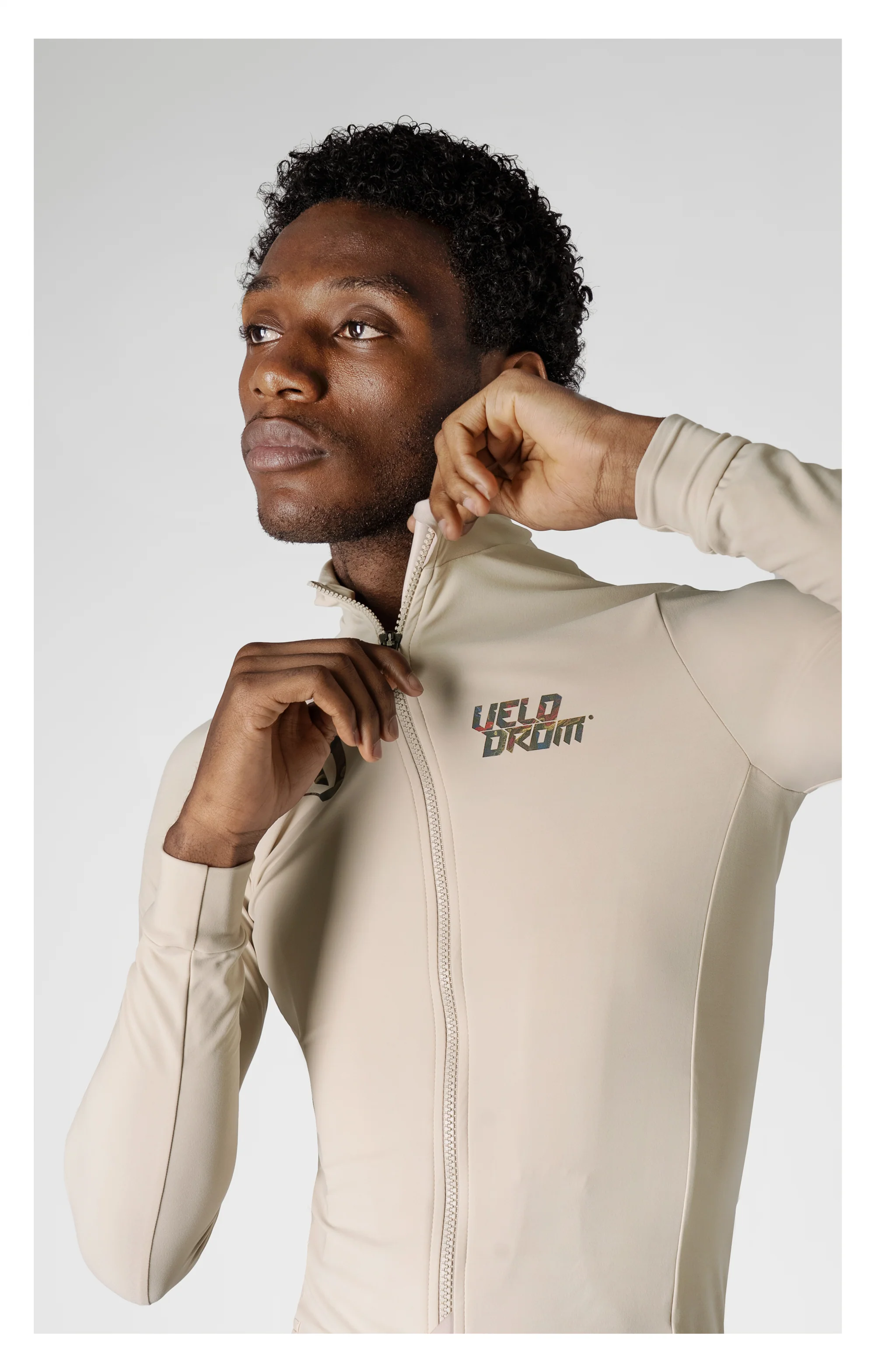 VELODROM RaceDay 3.0 Thermal Txtr Long Sleeve Jersey - Sand/Peacock Graphic - Image 4