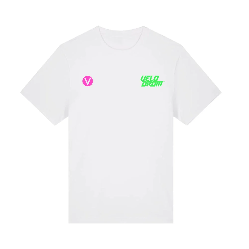 VELODROM RaceDay Tshirt - White/Fluor Pink Logo - Image 2