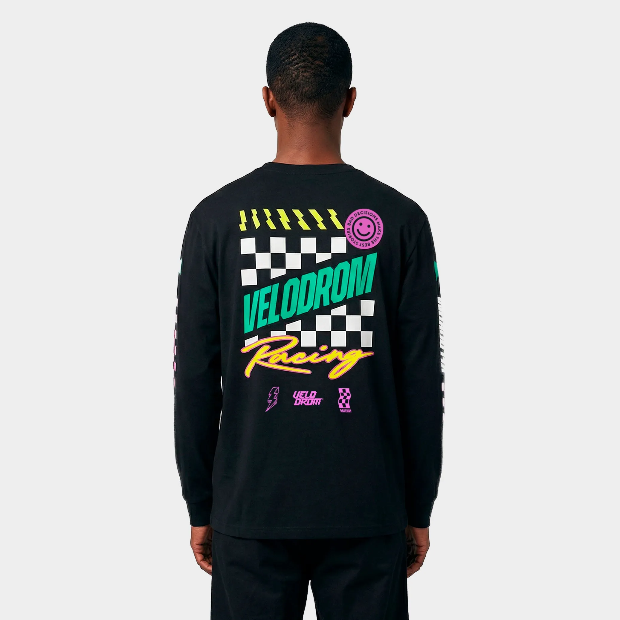 VELODROM S6 Long Sleeve Tee  - Hand Printed Black/Multi - Image 2