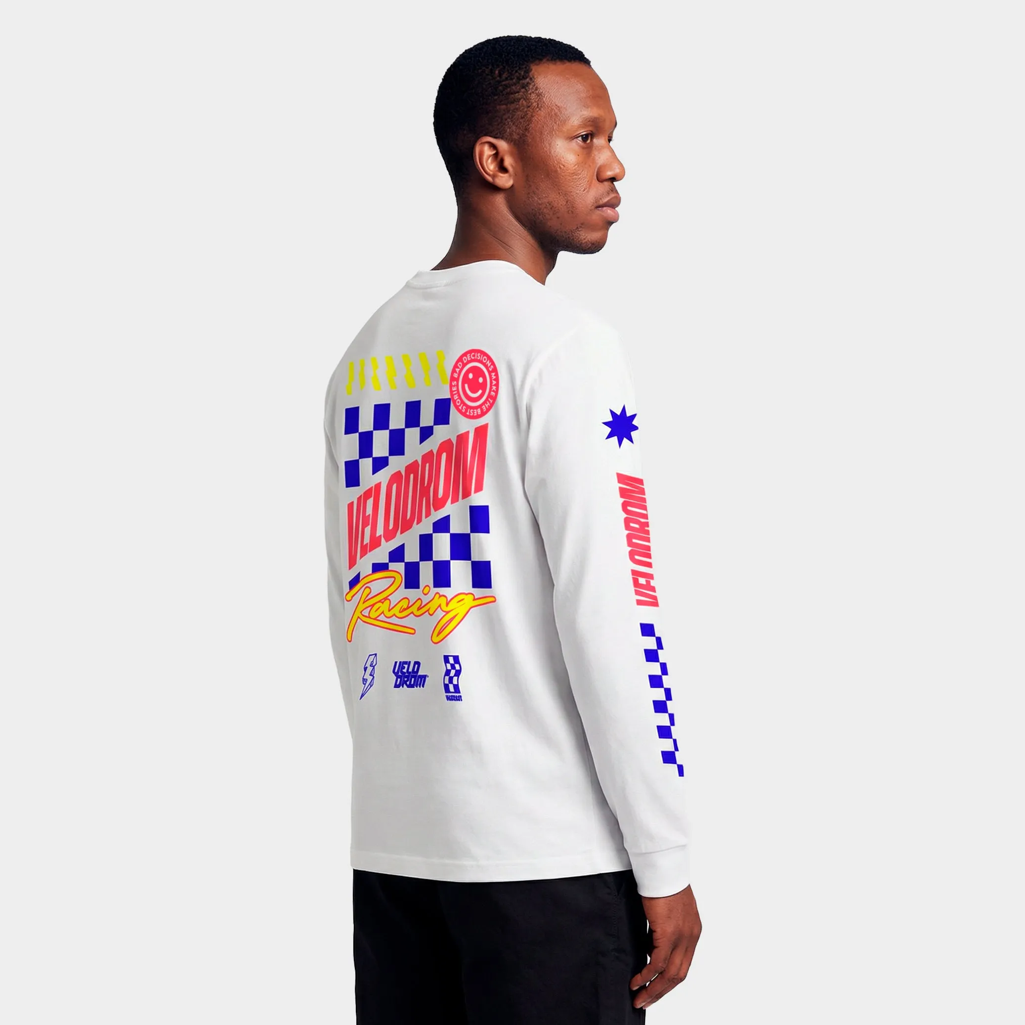 VELODROM S6 Long Sleeve Tee - Hand Printed White/Multi - Image 2