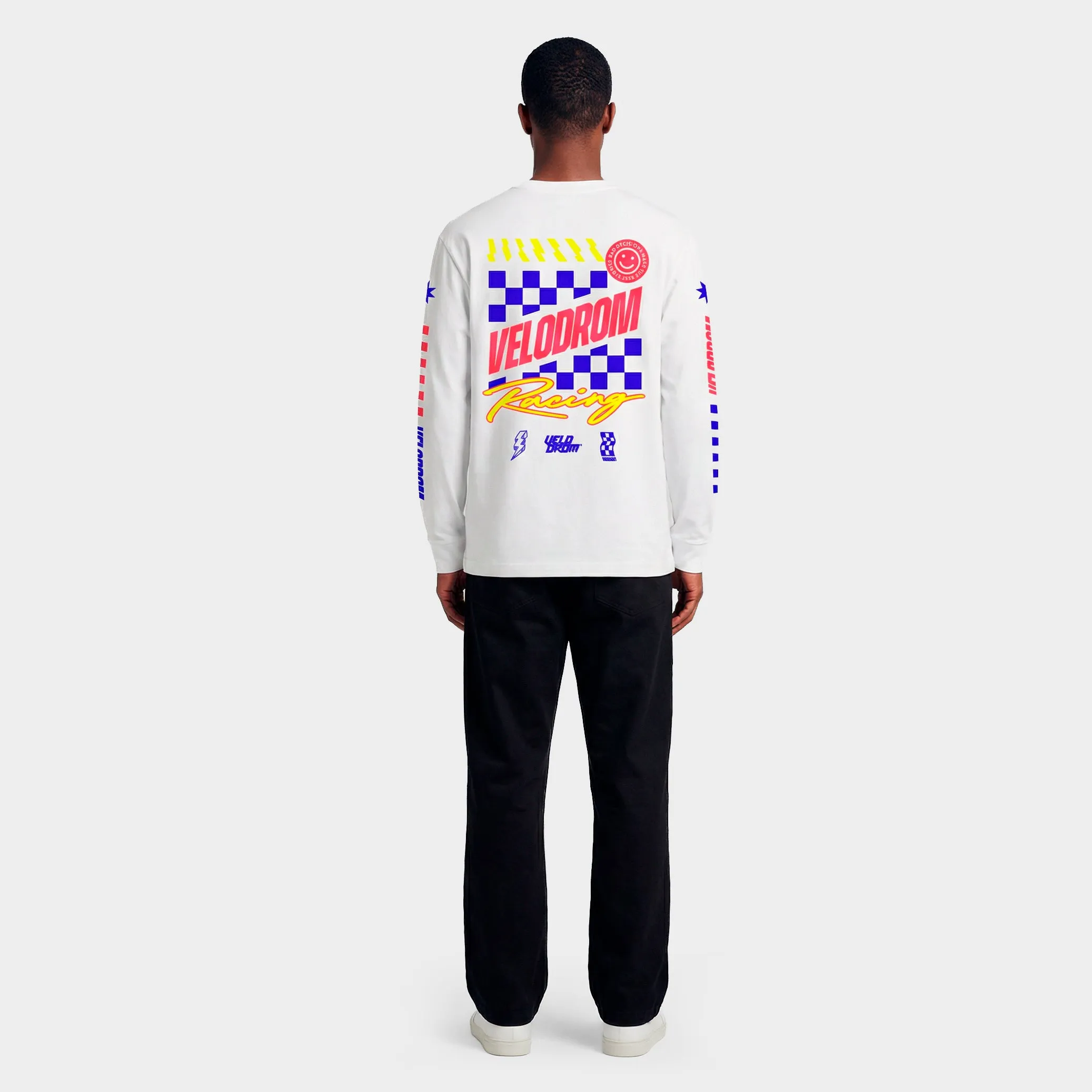 VELODROM S6 Long Sleeve Tee - Hand Printed White/Multi - Image 5