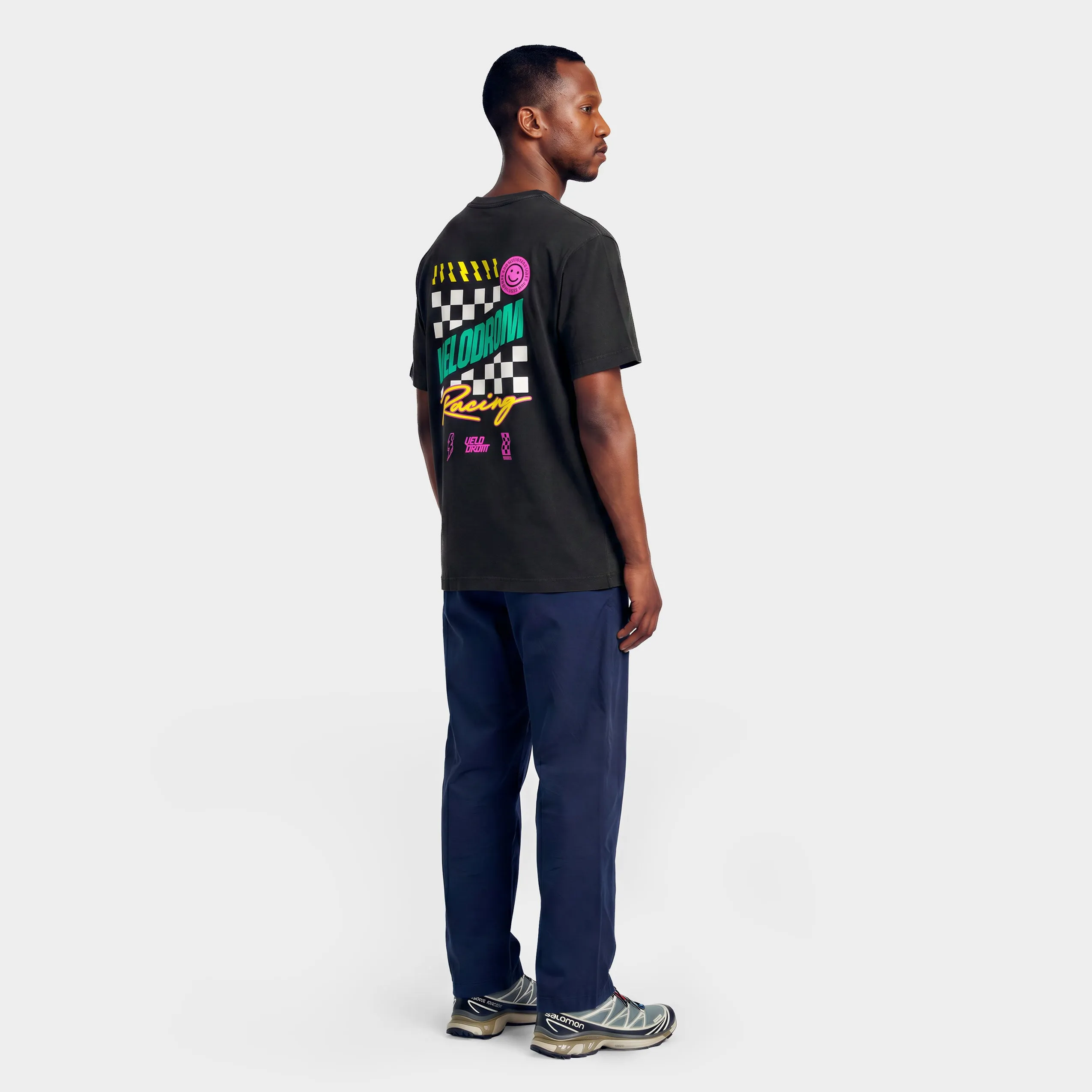 VELODROM S6 Tshirt - Hand Printed Washed Black/Multi - Image 2