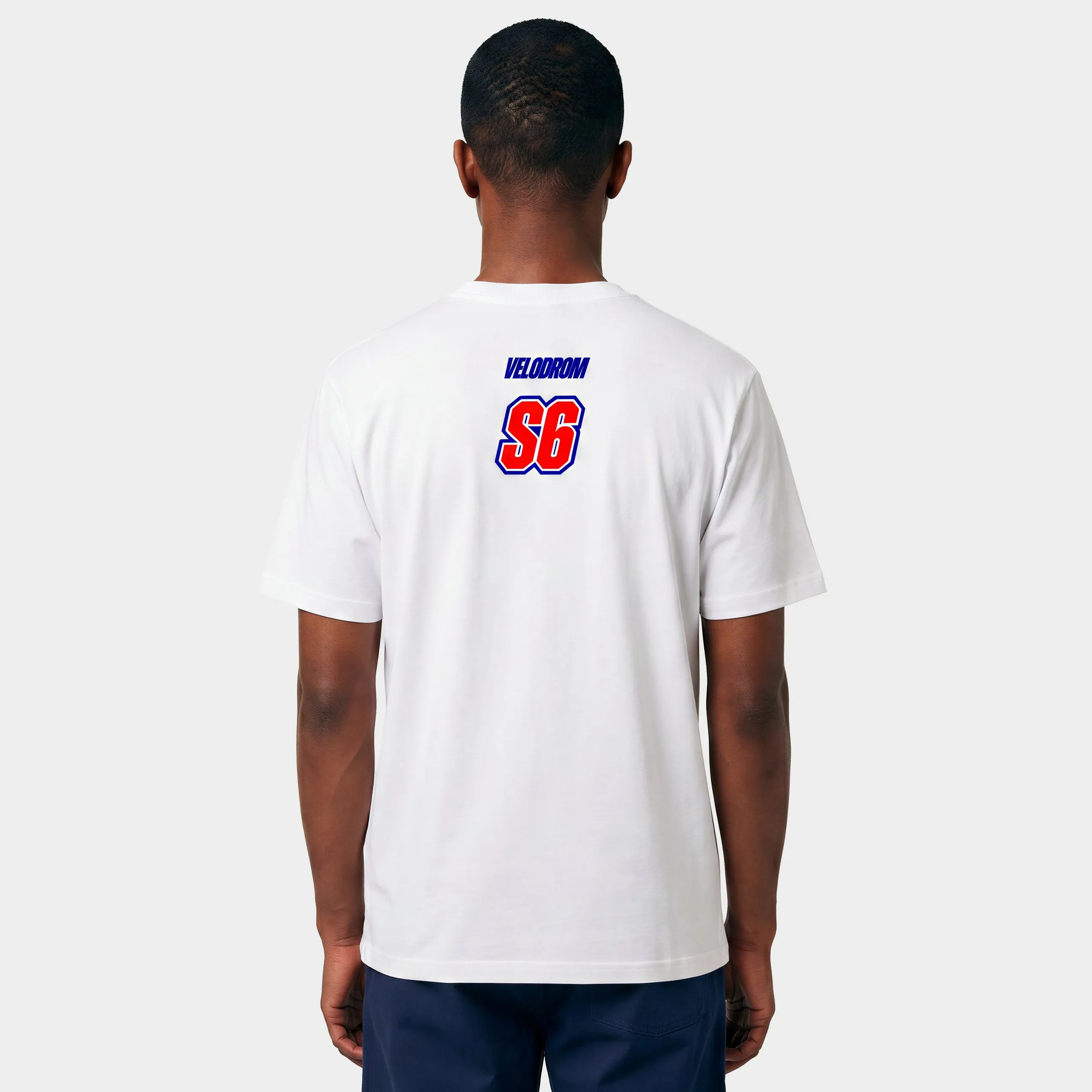 VELODROM S6 Tshirt - White Red/Blue Graphics - Image 3