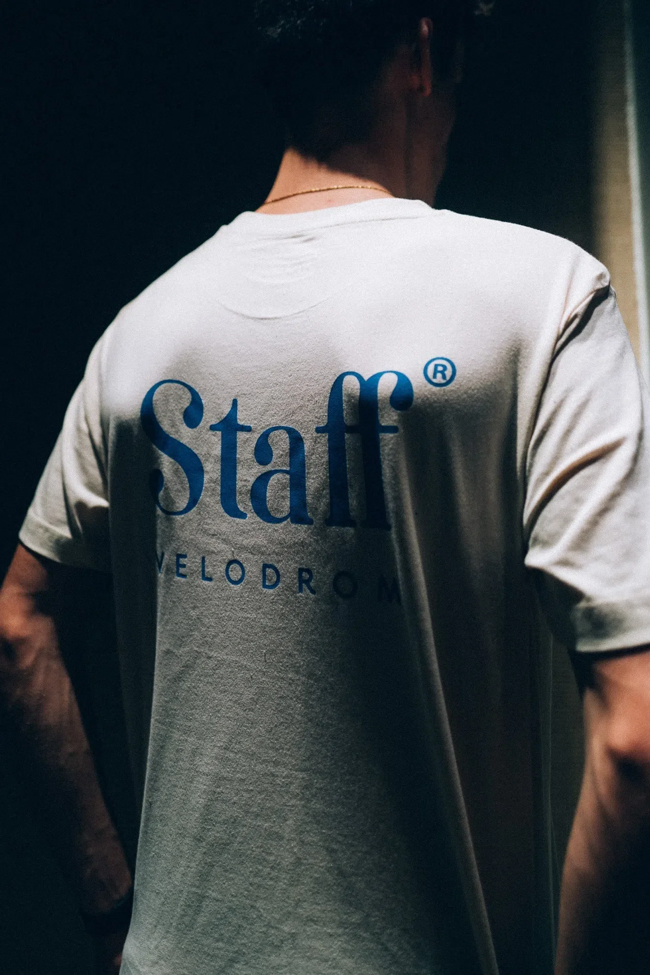 VELODROM Staff Tshirt - White/Electric Banana Blue - Image 4