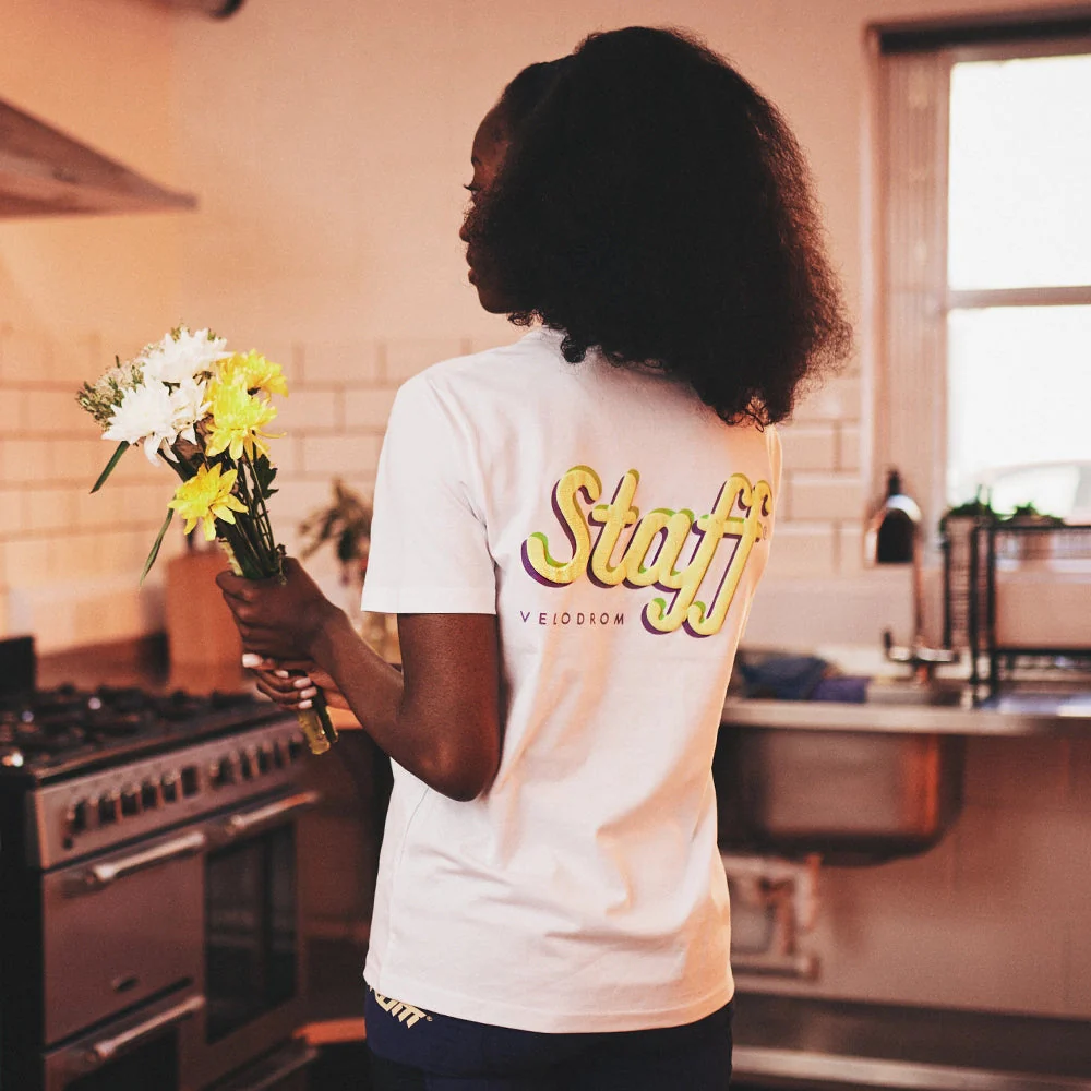 VELODROM Staff Tshirt - White/Bright Lime - Image 4