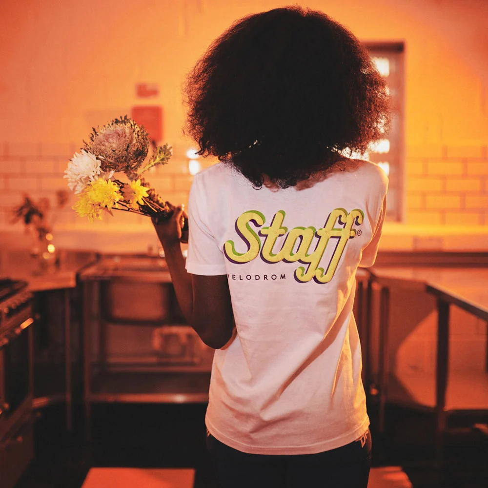 VELODROM Staff Tshirt - White/Bright Lime - Image 5