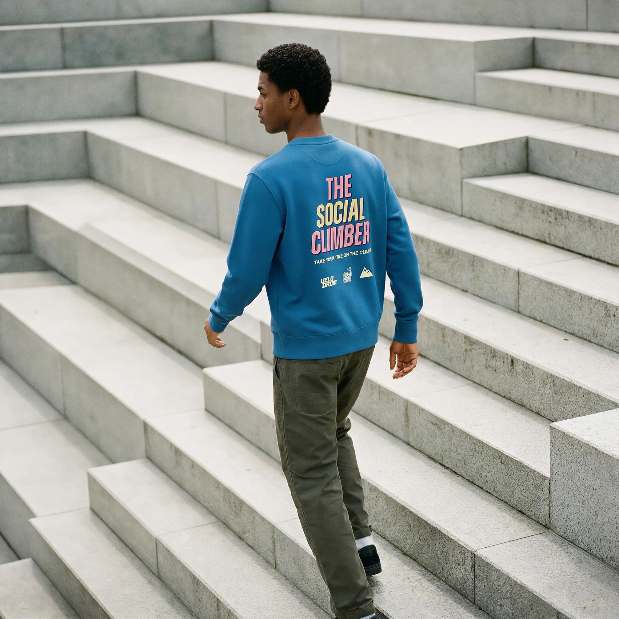 VELODROM Sweatshirt The Social Climber - Blue/Pink/Yellow - Image 5