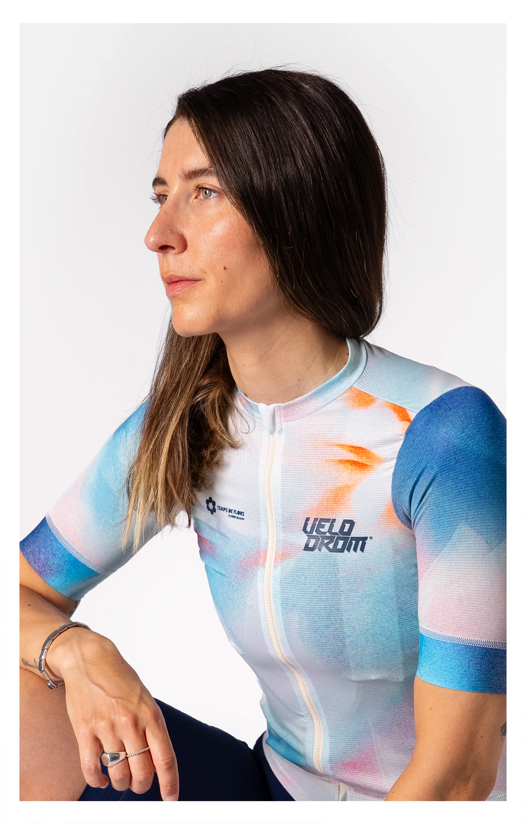 VELODROM Raceday 3.0 Temps de Flors 2025 Limited Edition Unisex Cycling Jersey - Celeste /Light Red/Green - Image 3