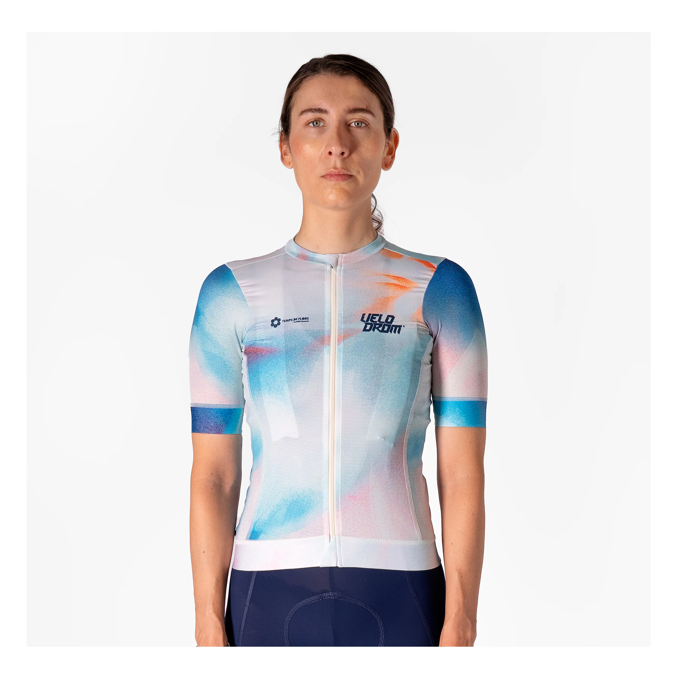 VELODROM Raceday 3.0 Temps de Flors 2025 Limited Edition Unisex Cycling Jersey - Celeste /Light Red/Green - Image 4