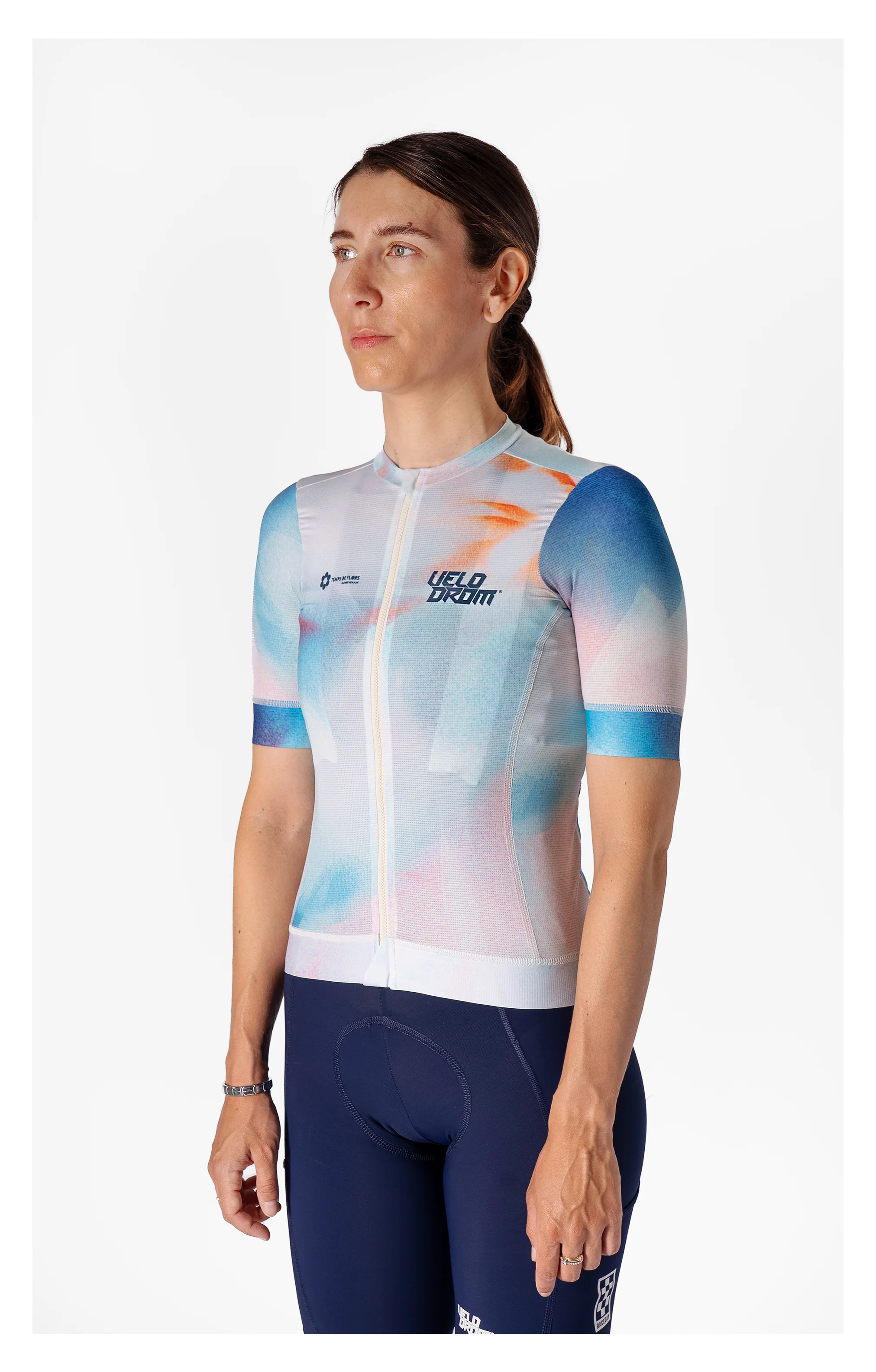 VELODROM Raceday 3.0 Temps de Flors 2025 Limited Edition Unisex Cycling Jersey - Celeste /Light Red/Green - Image 5