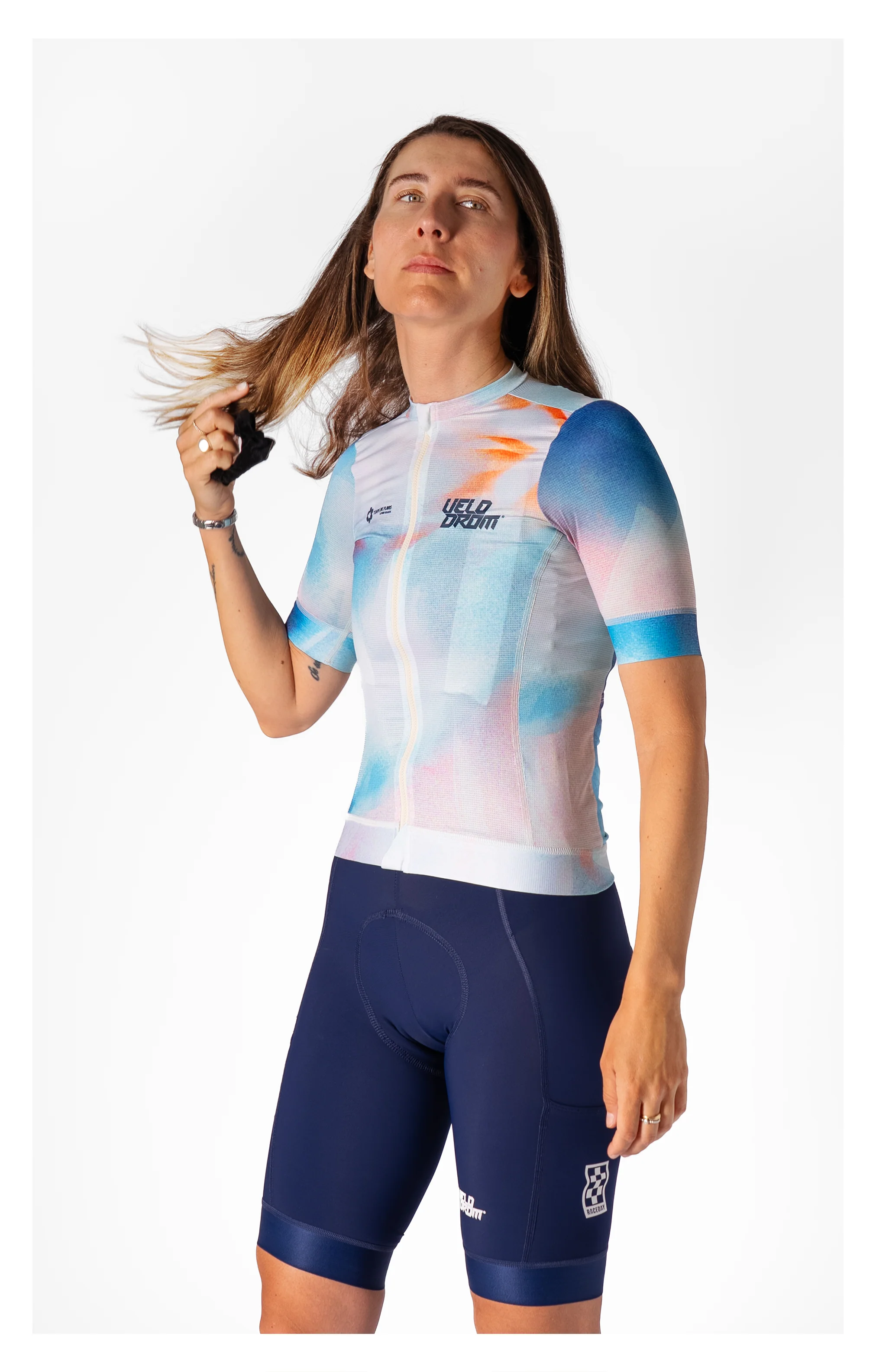 VELODROM Raceday 3.0 Temps de Flors 2025 Limited Edition Unisex Cycling Jersey - Celeste /Light Red/Green - Image 6