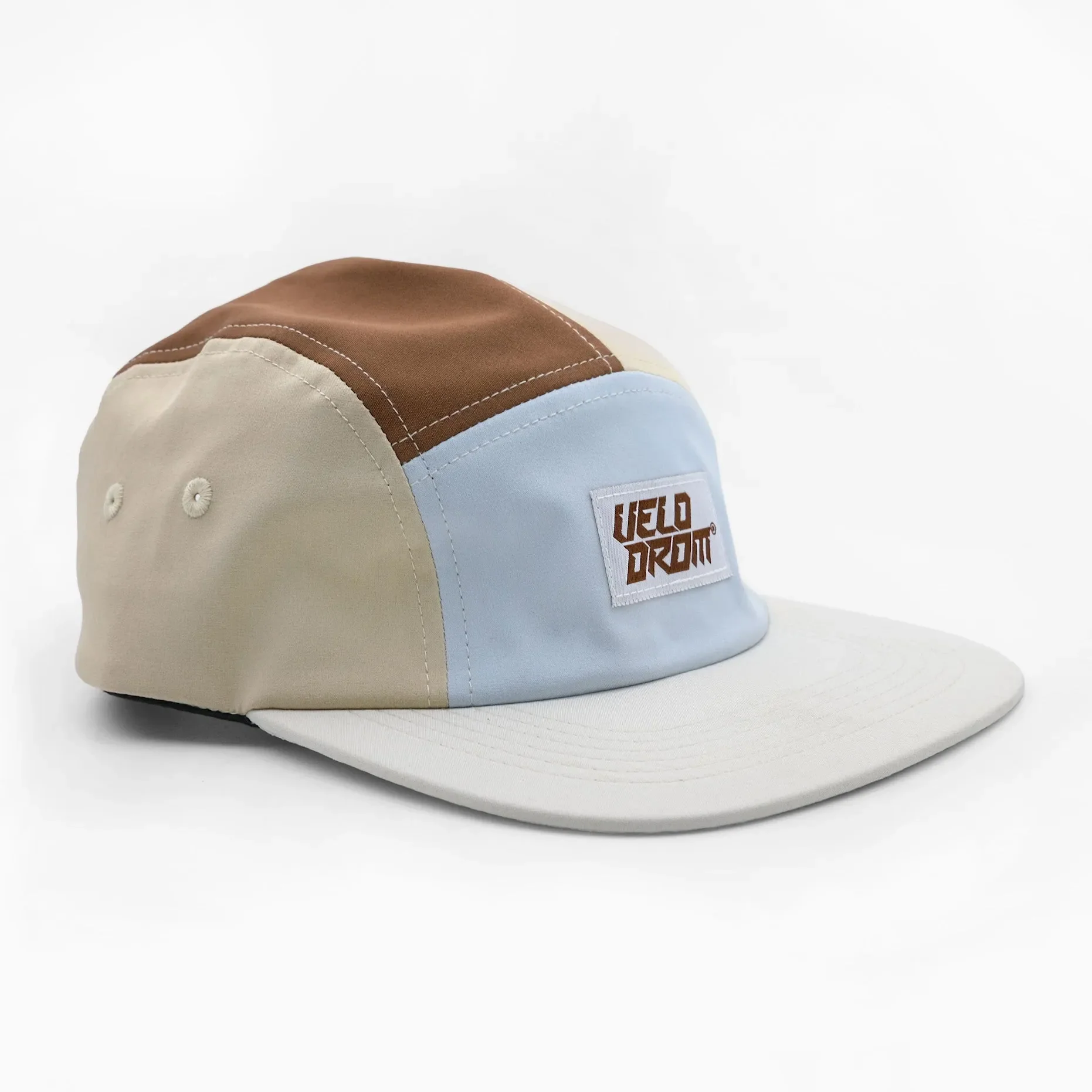 VELODROM Trail 5 Panel Casual Cap - Beige/lightBlue/Brown - Image 2
