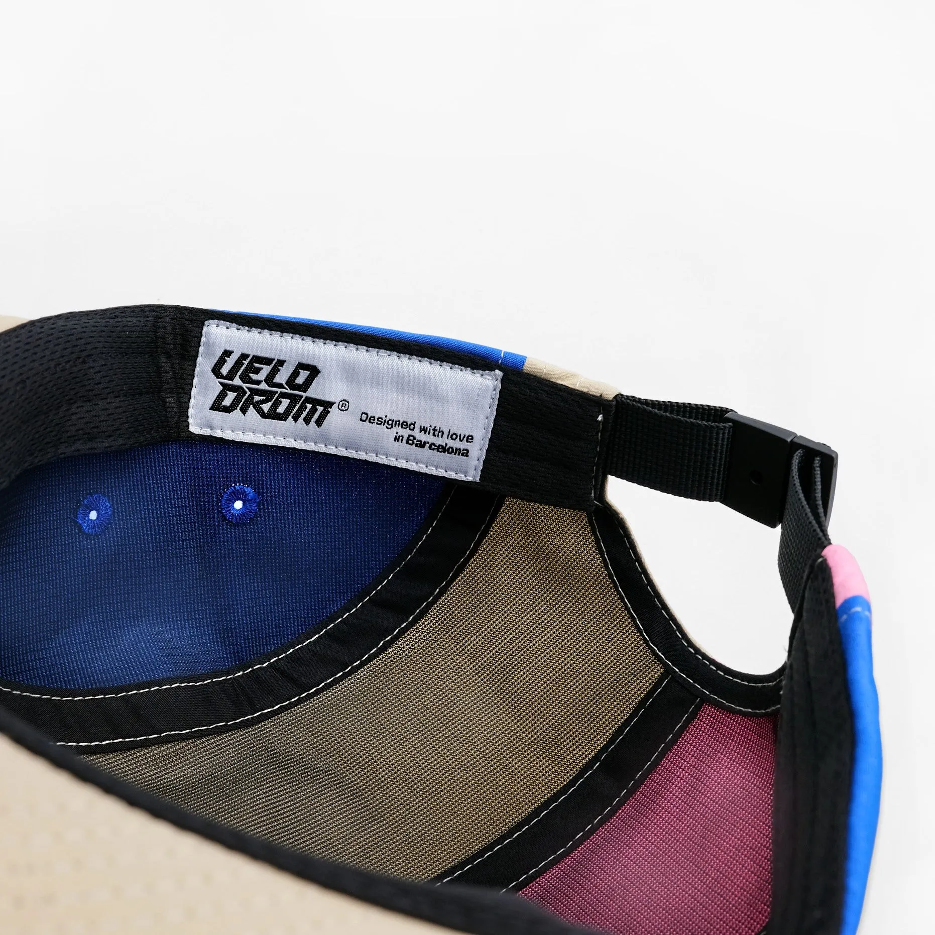 VELODROM Trail 5 Panel Casual Cap - Beige/LightGReen/Blue/Pink - Image 4