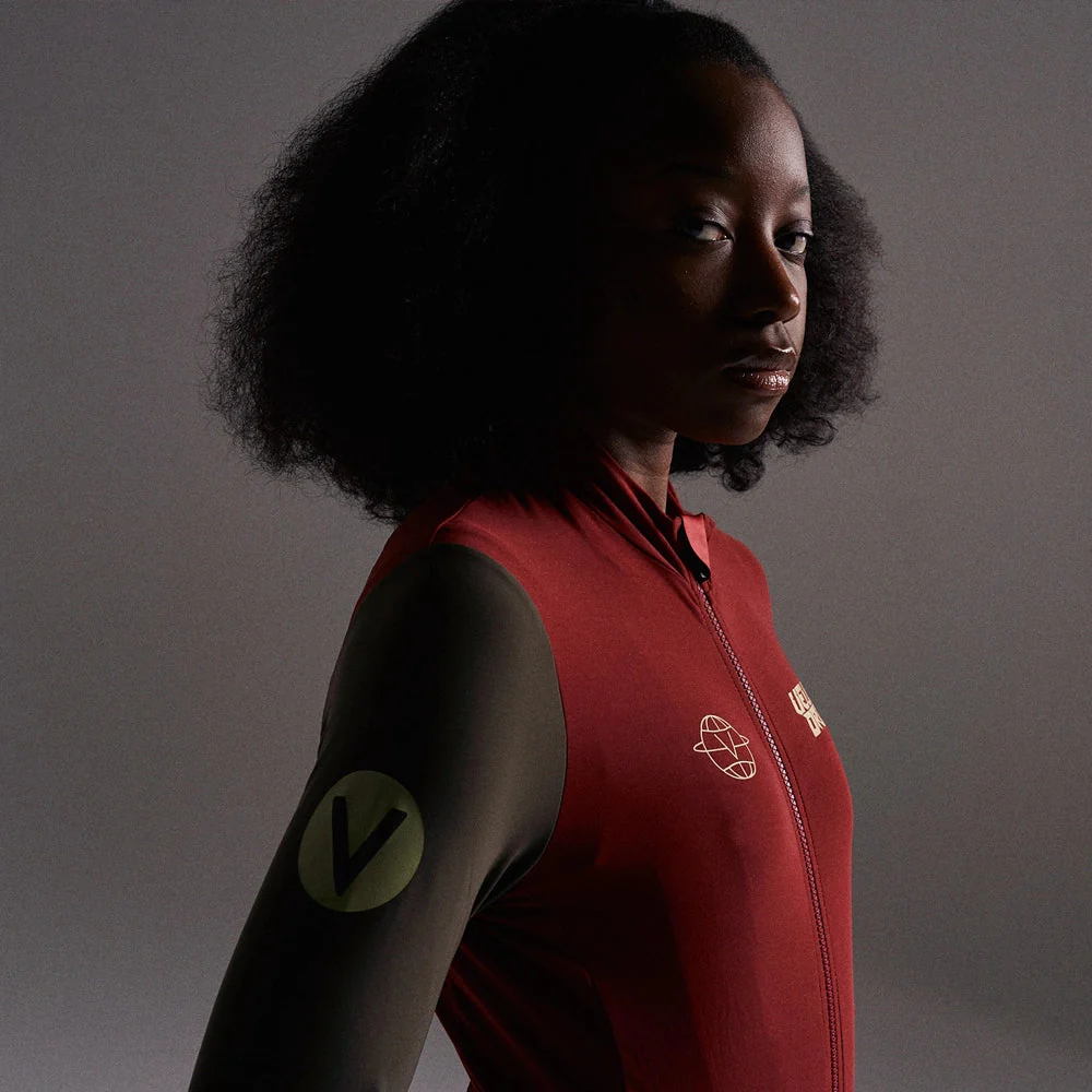 VELODROM RaceDay Thermal Long Sleeve Jersey AW23 - Burgundy Dual Sleeves - Image 3