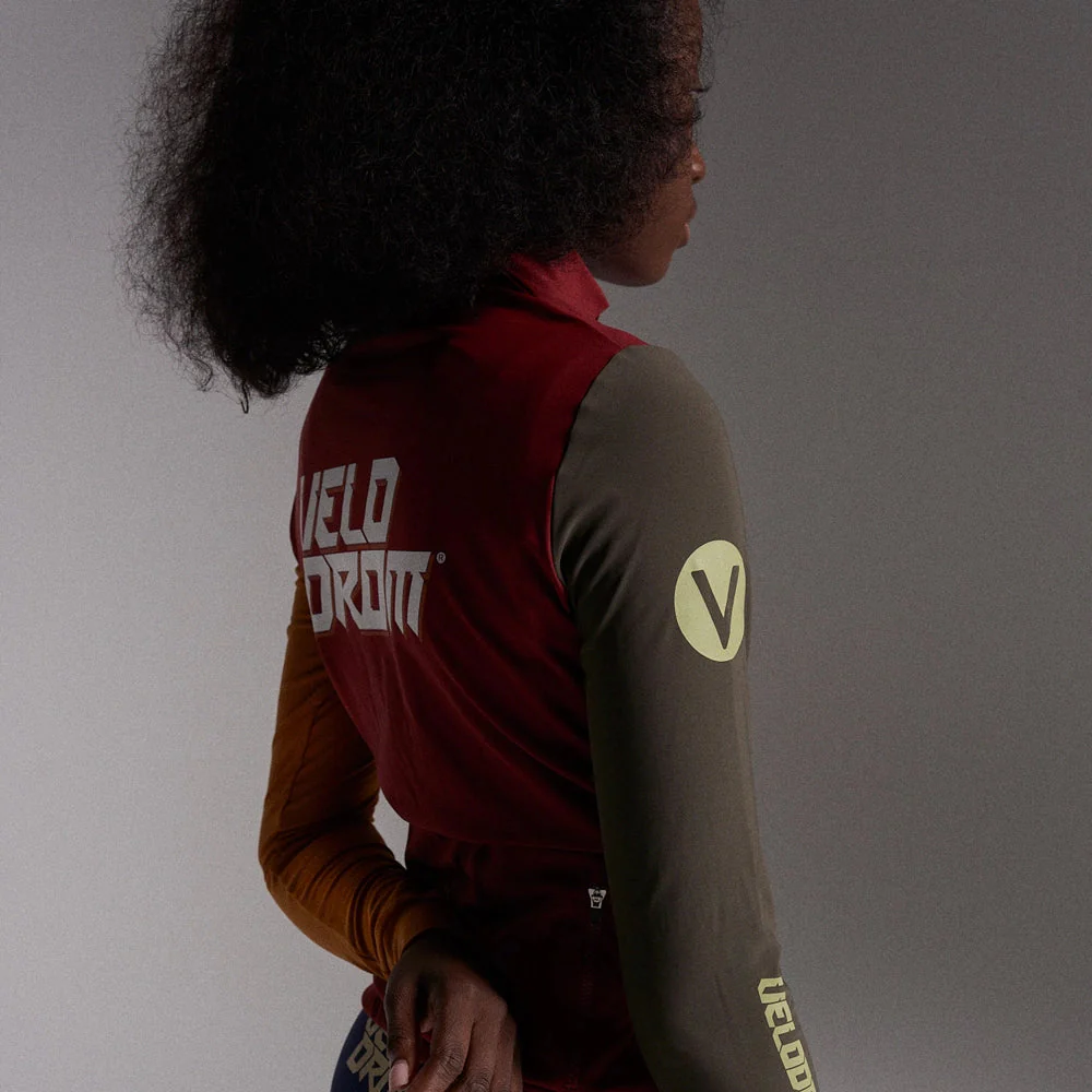 VELODROM RaceDay Thermal Long Sleeve Jersey AW23 - Burgundy Dual Sleeves - Image 5