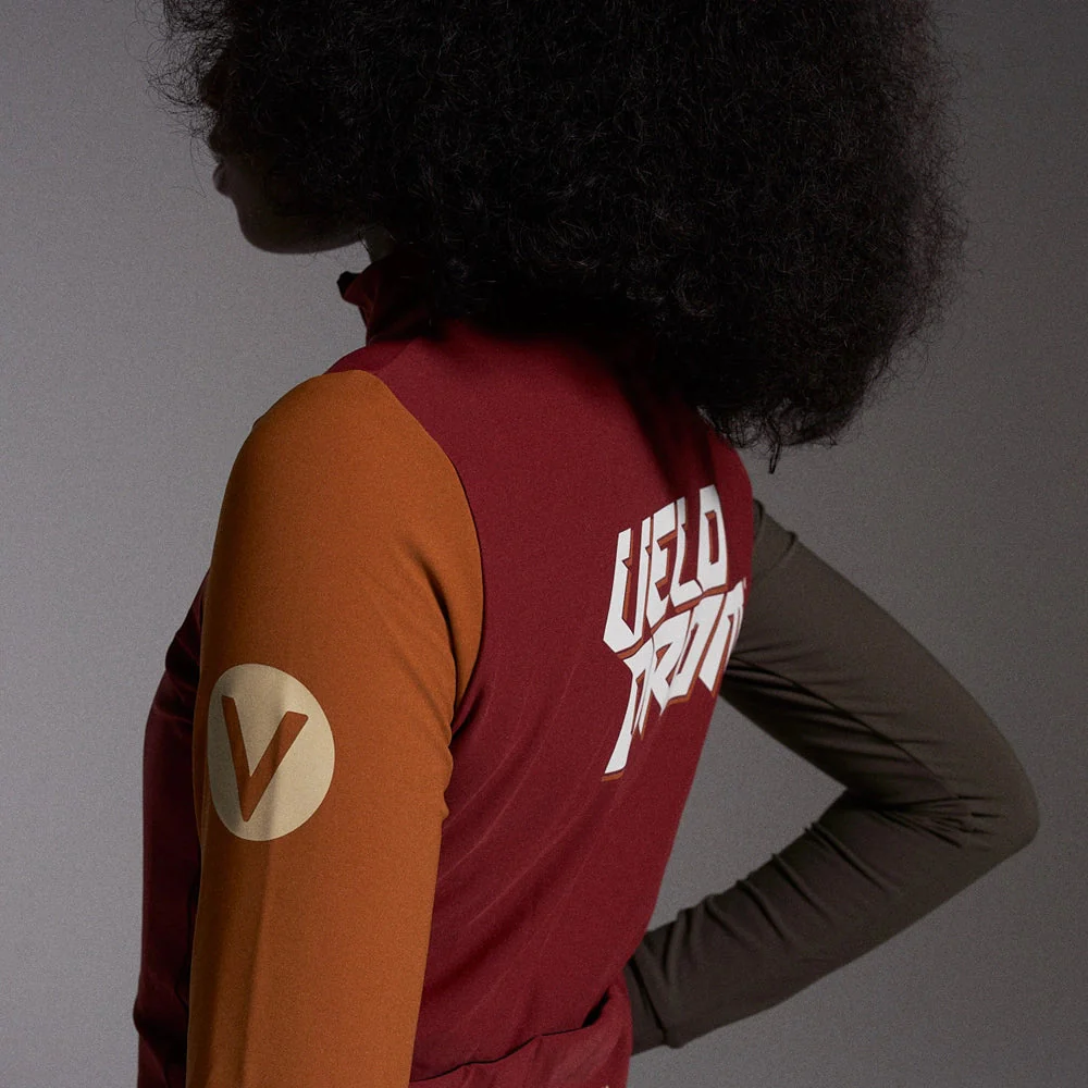 VELODROM RaceDay Thermal Long Sleeve Jersey AW23 - Burgundy Dual Sleeves - Image 6