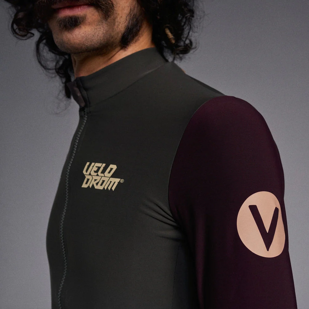 VELODROM RaceDay Thermal Long Sleeve Jersey AW23 - Olive Green Dual Sleeves - Image 4