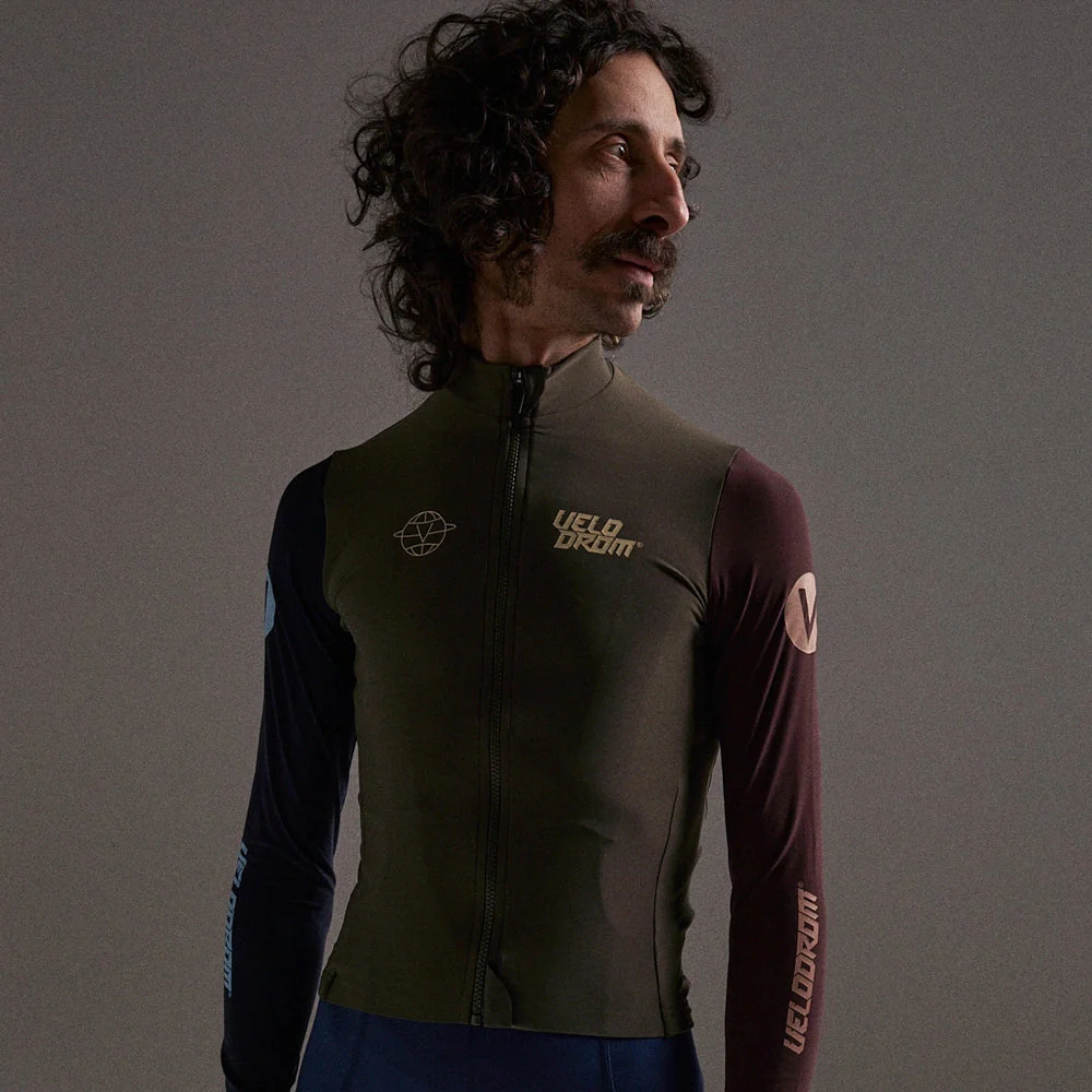 VELODROM RaceDay Thermal Long Sleeve Jersey AW23 - Olive Green Dual Sleeves - Image 7