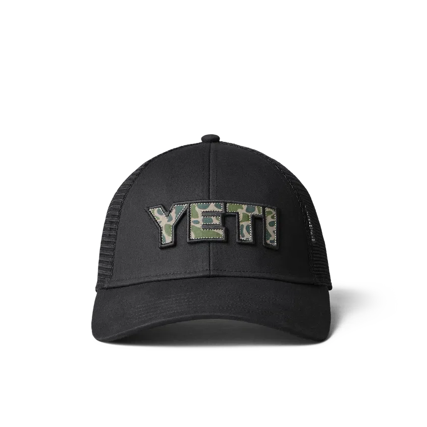 YETI Logo Badge Camo Trucker Hat - Black - Image 3